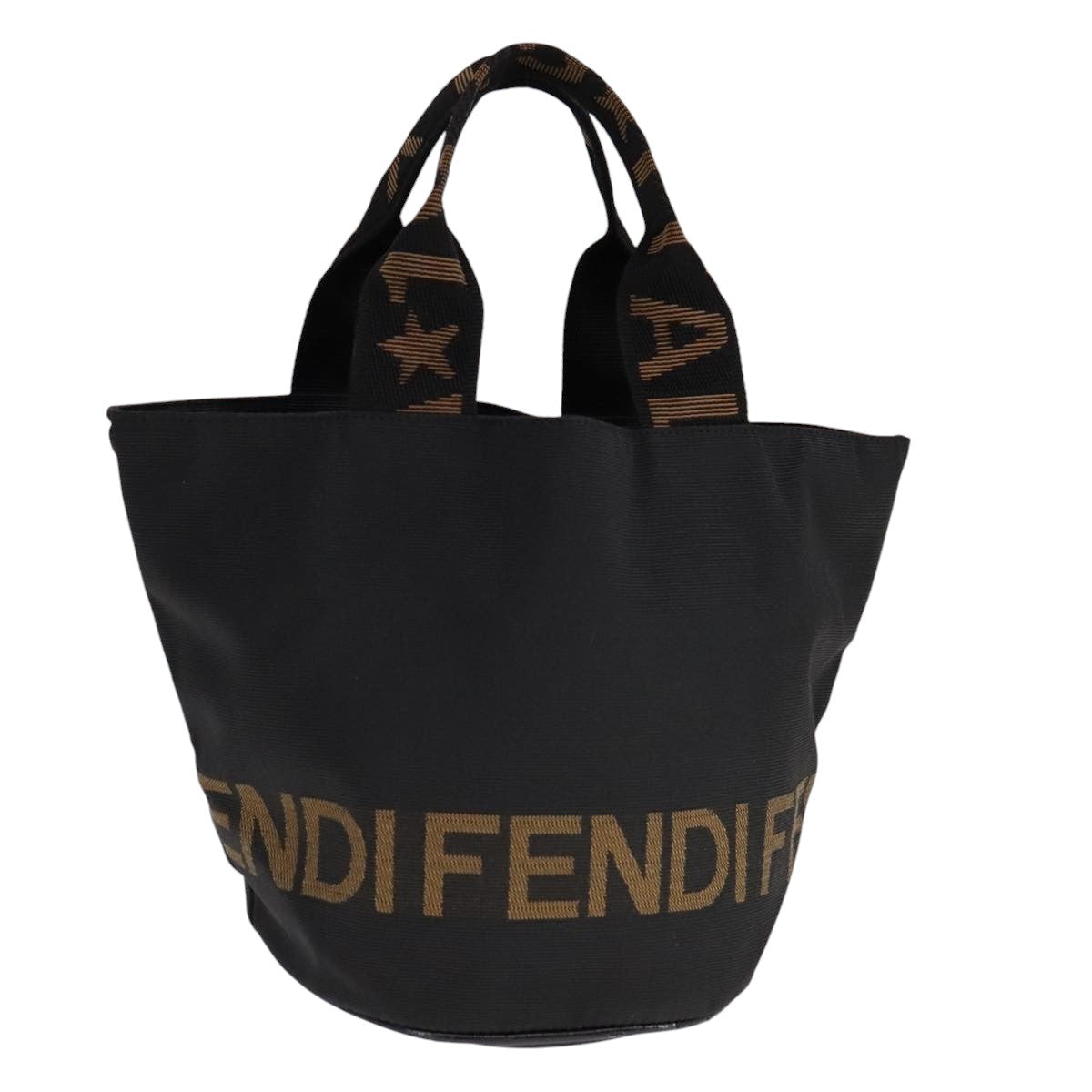 FENDI Hand Bag Canvas Black bs21580
