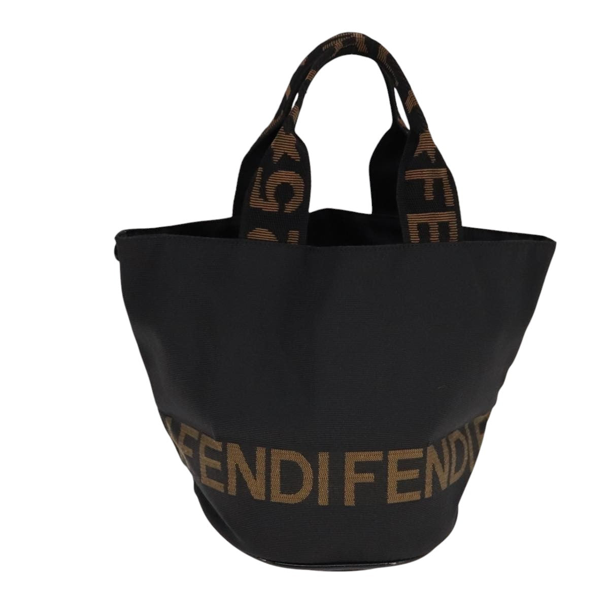 FENDI Hand Bag Canvas Black bs21580