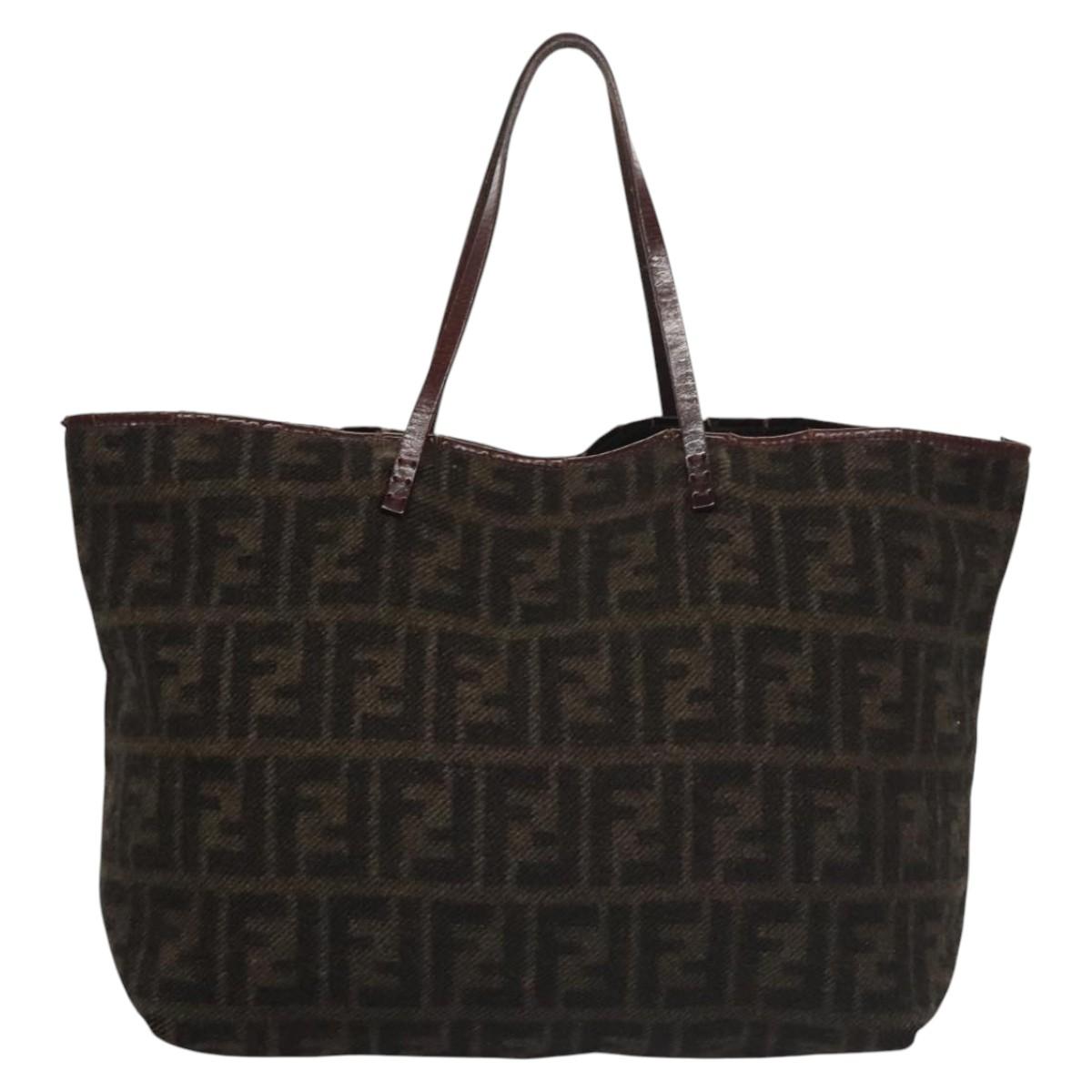 FENDI Zucca Canvas Tote Bag Brown Black bs21636