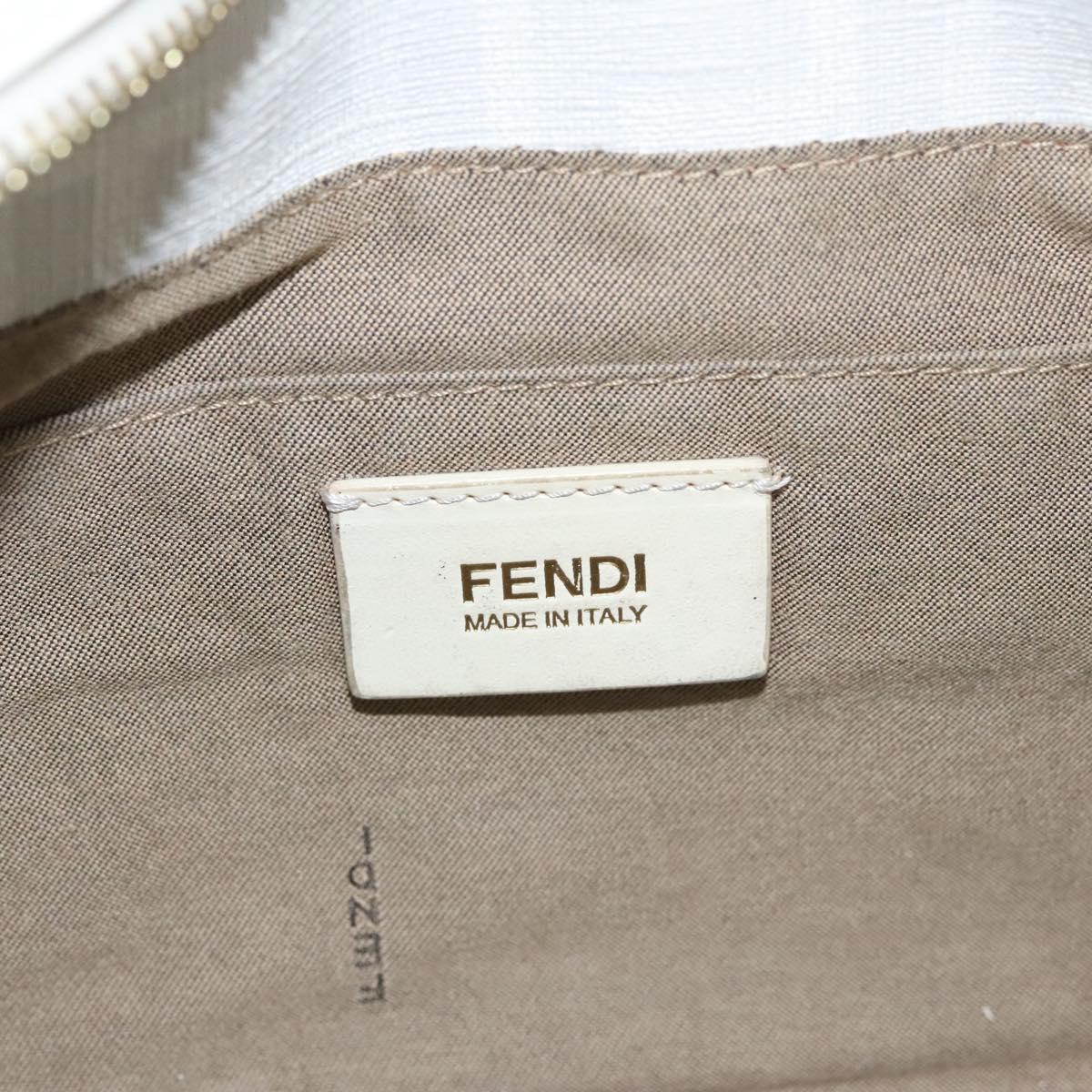 FENDI Zucca Canvas Hand Bag PVC White Gold bs21927