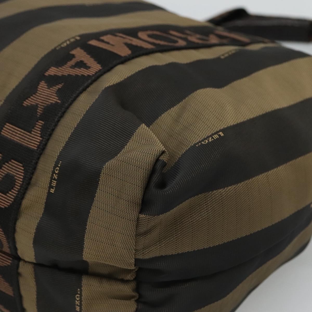 FENDI Pecan Canvas Tote Bag Brown Black gold bs21954