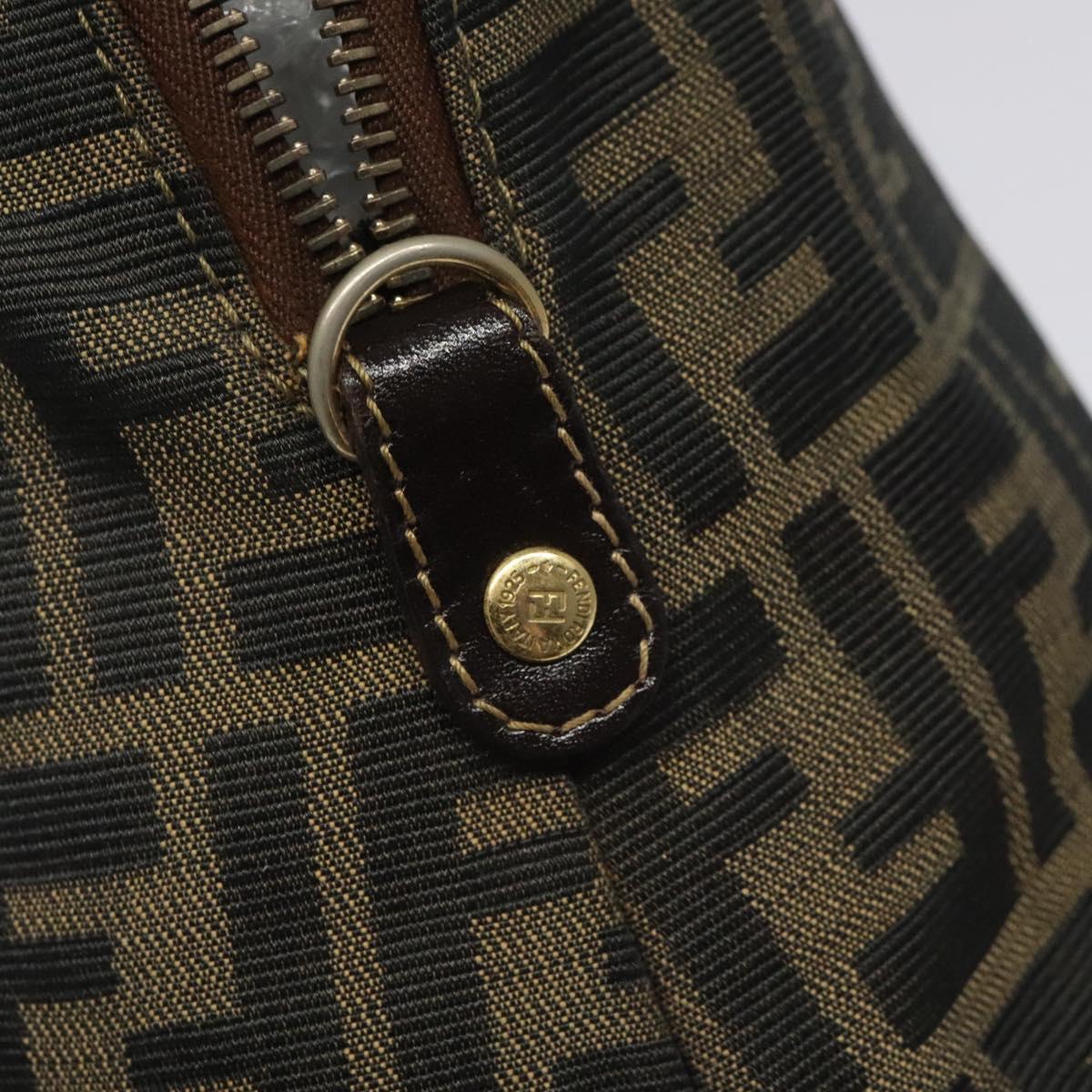 FENDI Zucca Canvas Hand Bag Brown Black gold bs22363