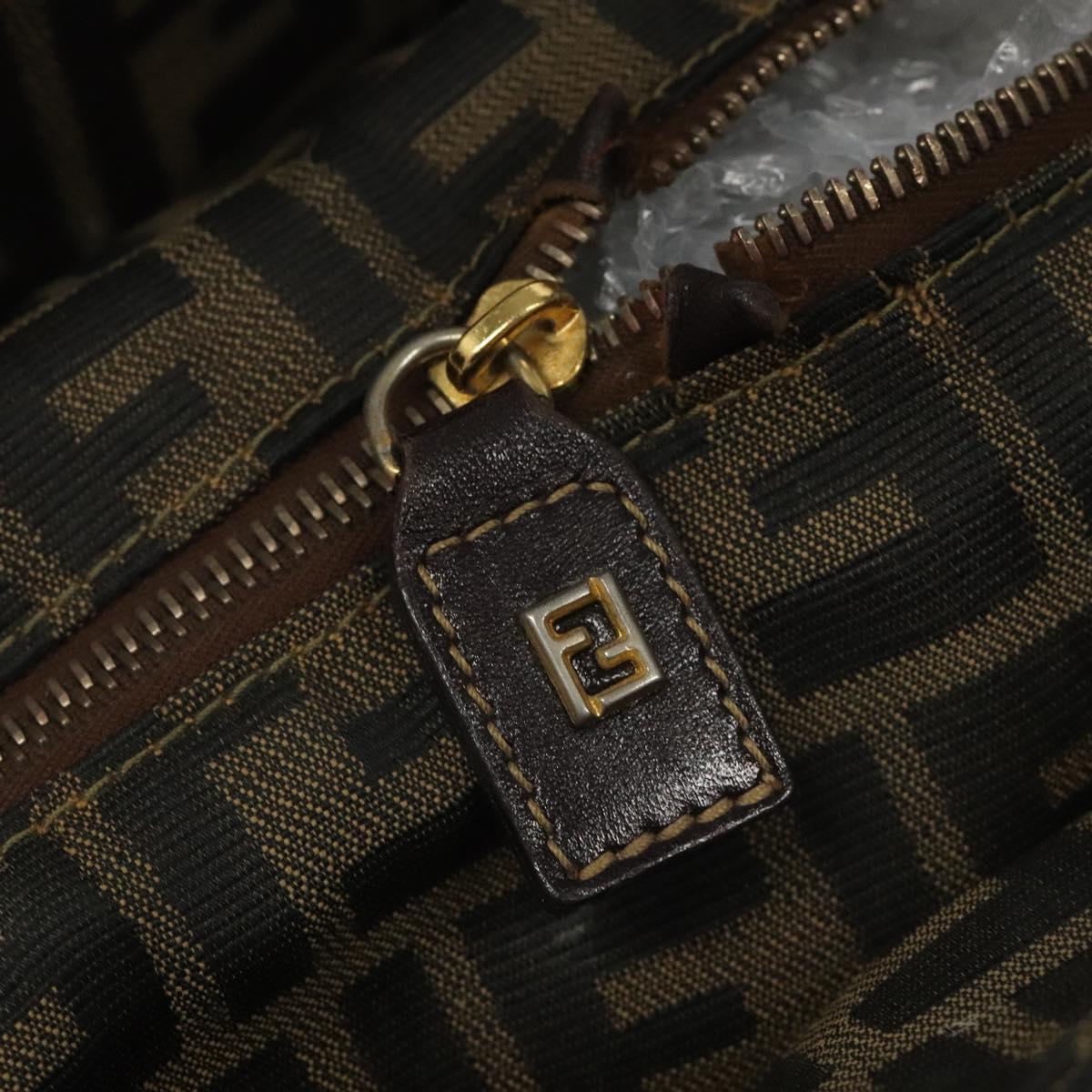 FENDI Zucca Canvas Hand Bag Brown Black gold bs22363