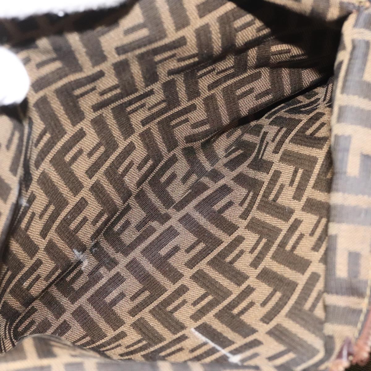 FENDI Zucca Canvas Hand Bag Brown Black gold bs22363