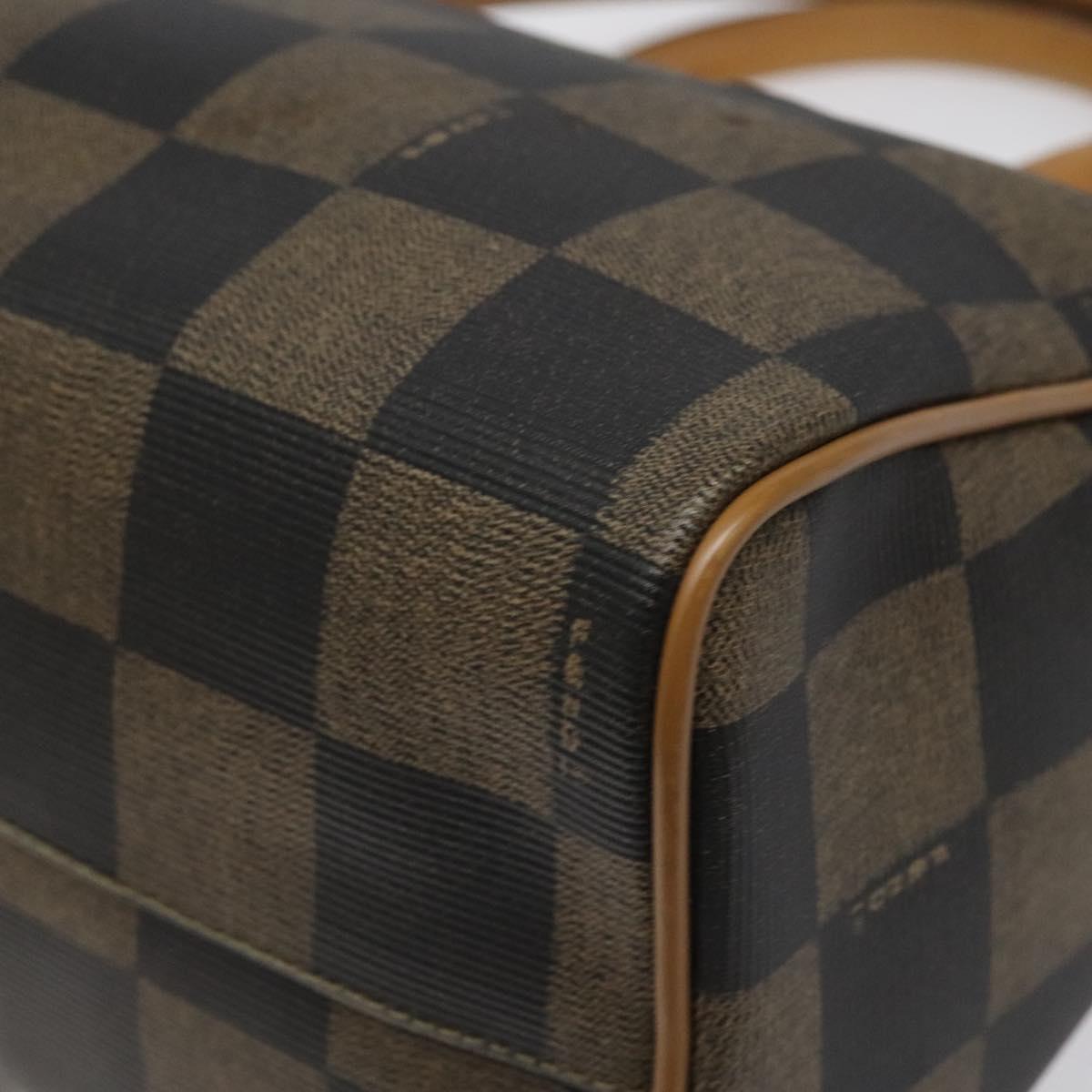 FENDI Pecan Canvas Hand Bag Brown Black bs22633