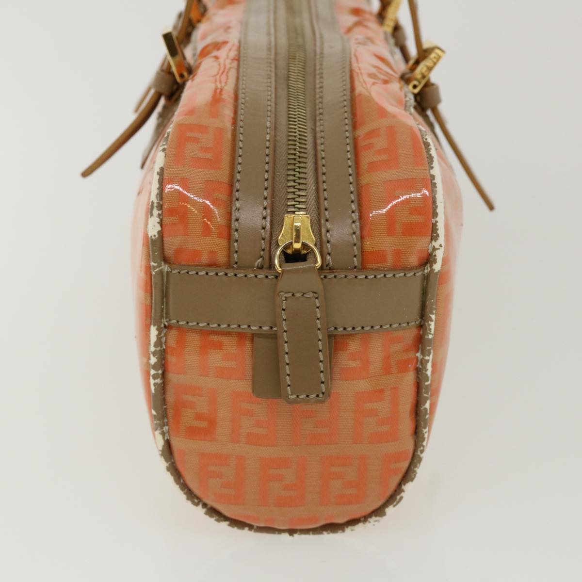 FENDI Zucchino Canvas Hand Bag Enamel Orange bs2431