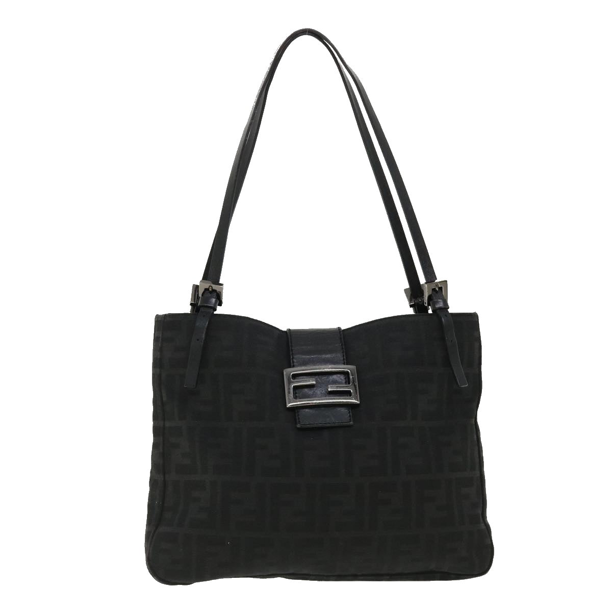 FENDI Zucca Canvas Mamma Baguette Shoulder Bag Black bs2667