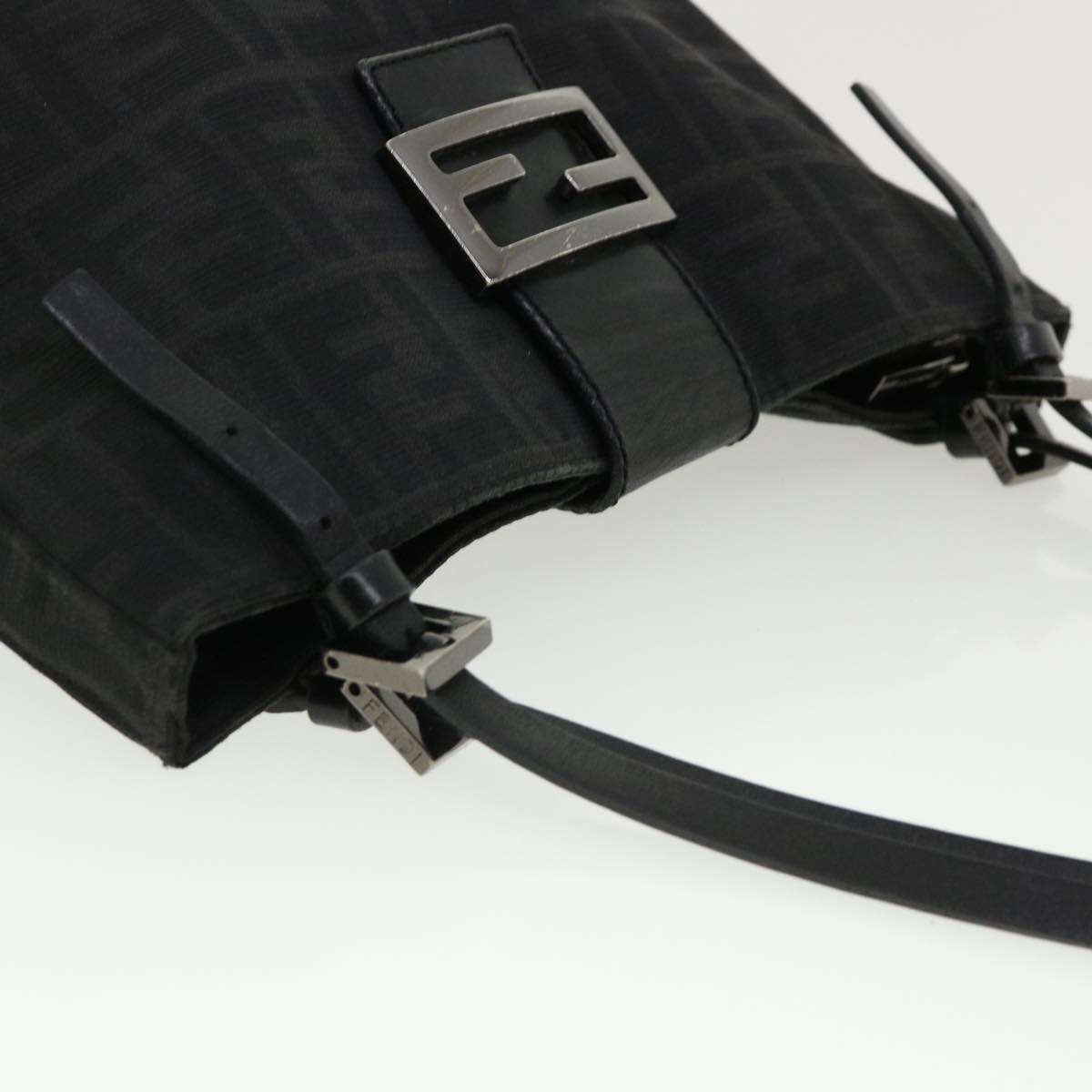 FENDI Zucca Canvas Mamma Baguette Shoulder Bag Black bs2667
