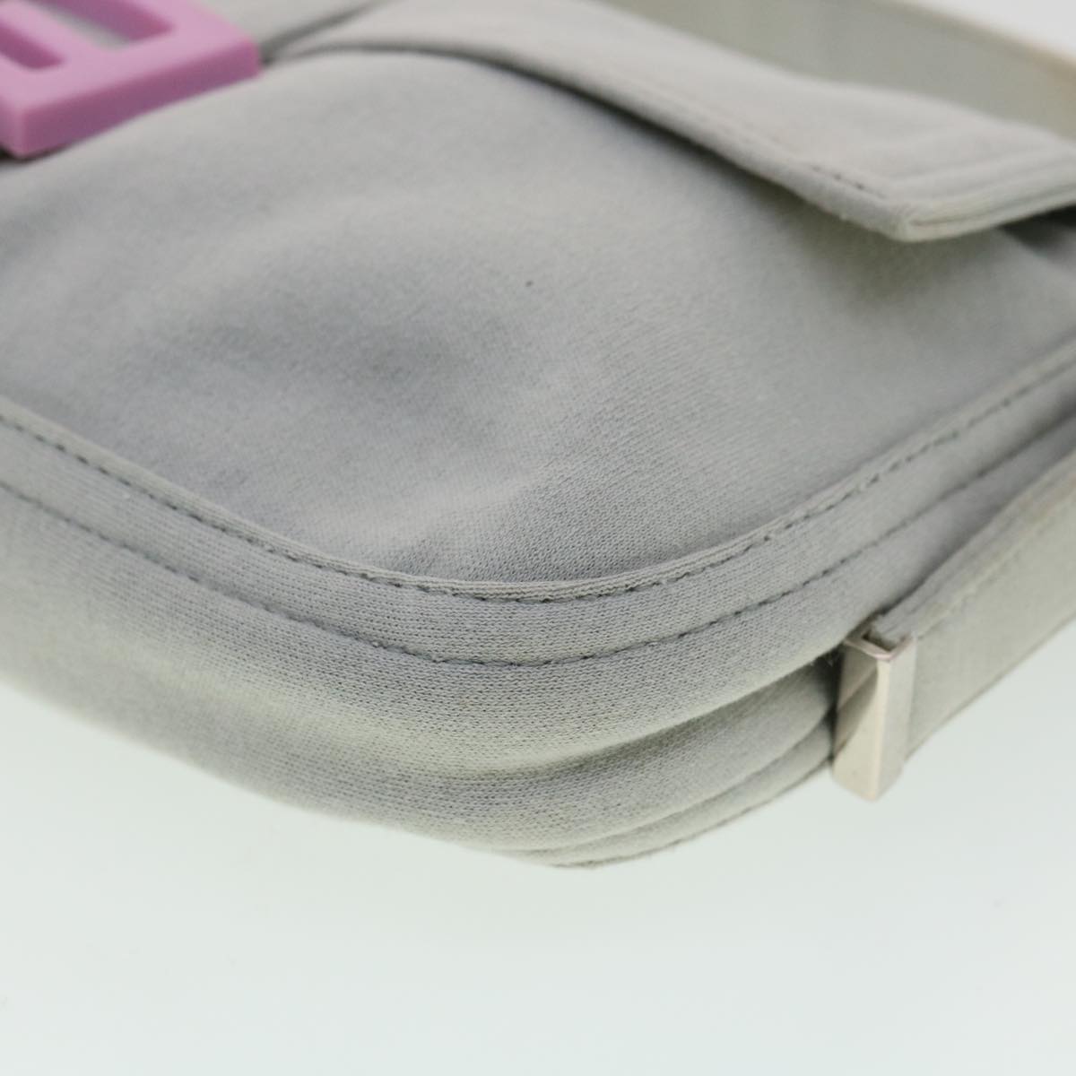 FENDI Mamma Baguette Shoulder Bag Canvas Gray bs3128