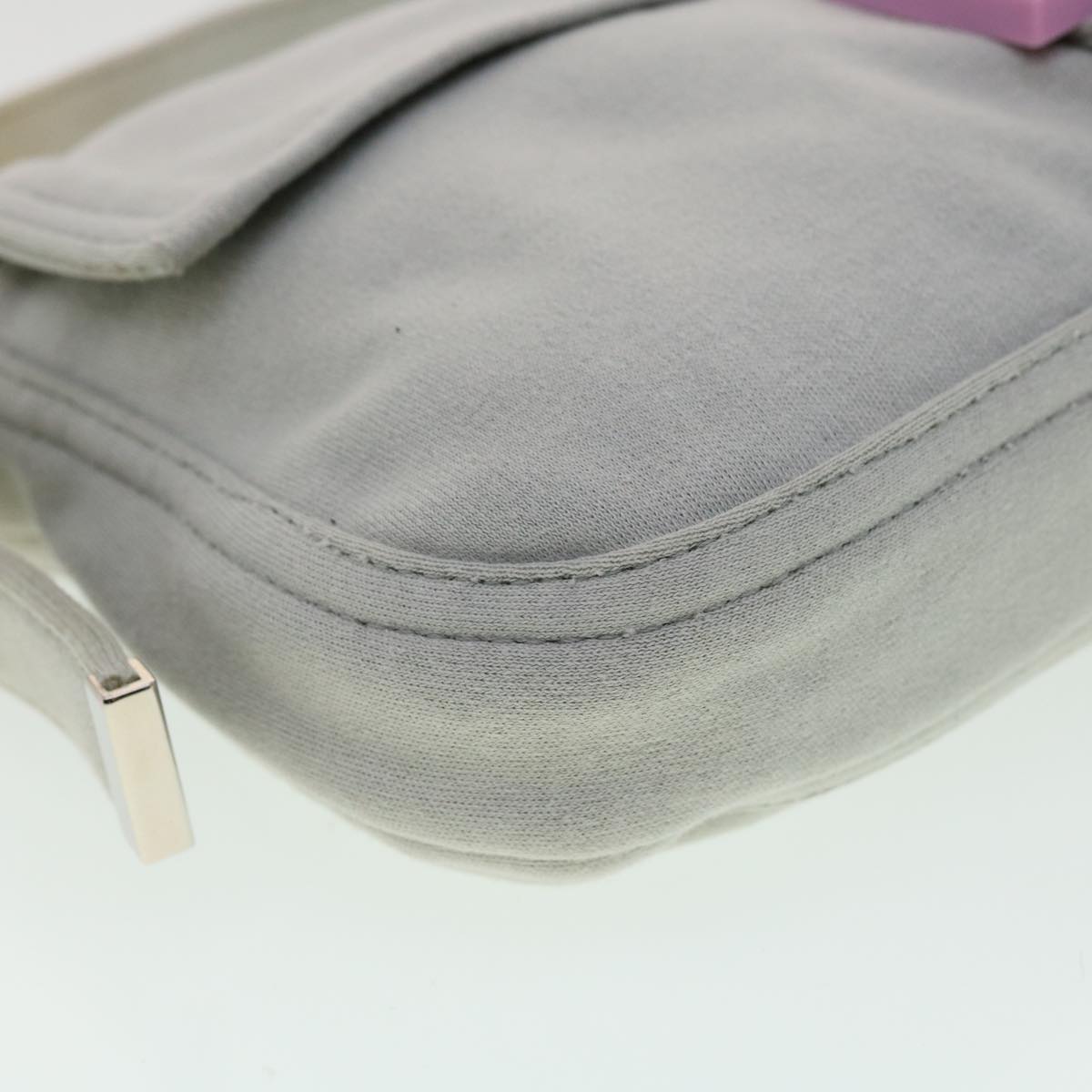 FENDI Mamma Baguette Shoulder Bag Canvas Gray bs3128