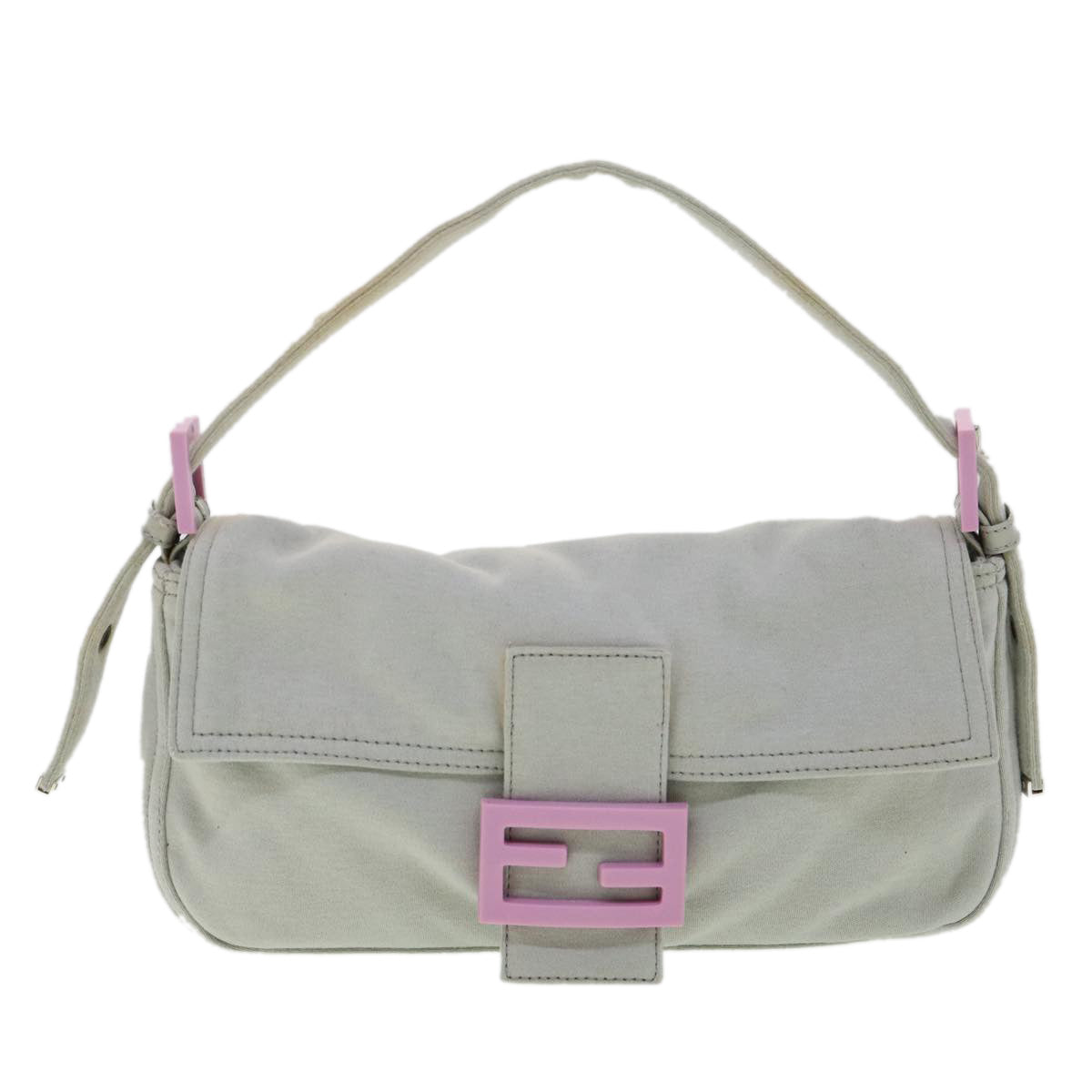 FENDI Mamma Baguette Shoulder Bag Canvas Gray bs3128