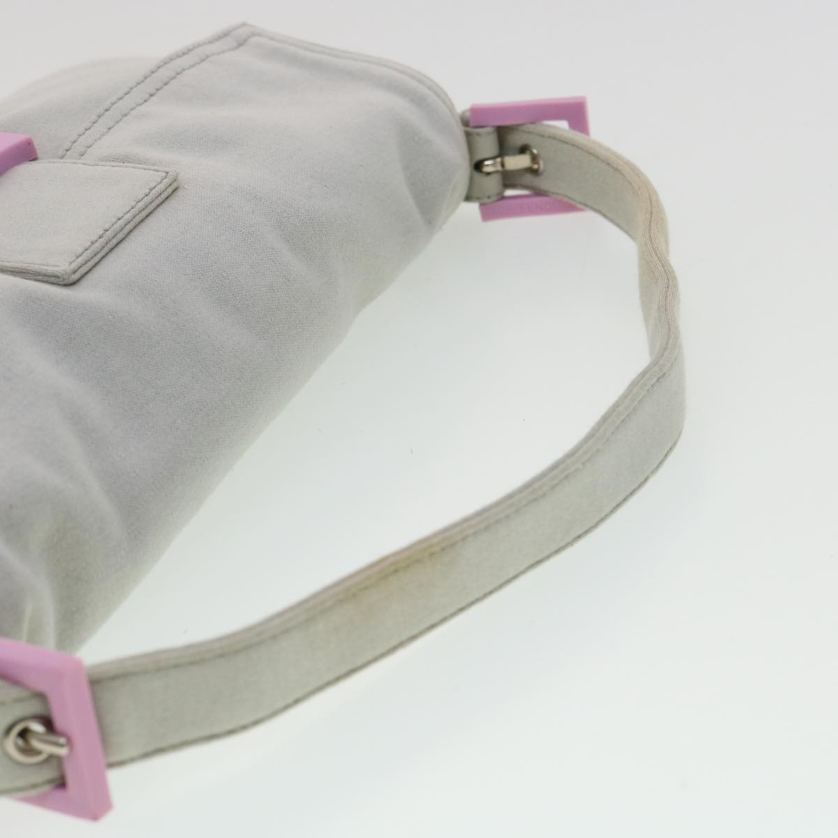 FENDI Mamma Baguette Shoulder Bag Canvas Gray bs3128
