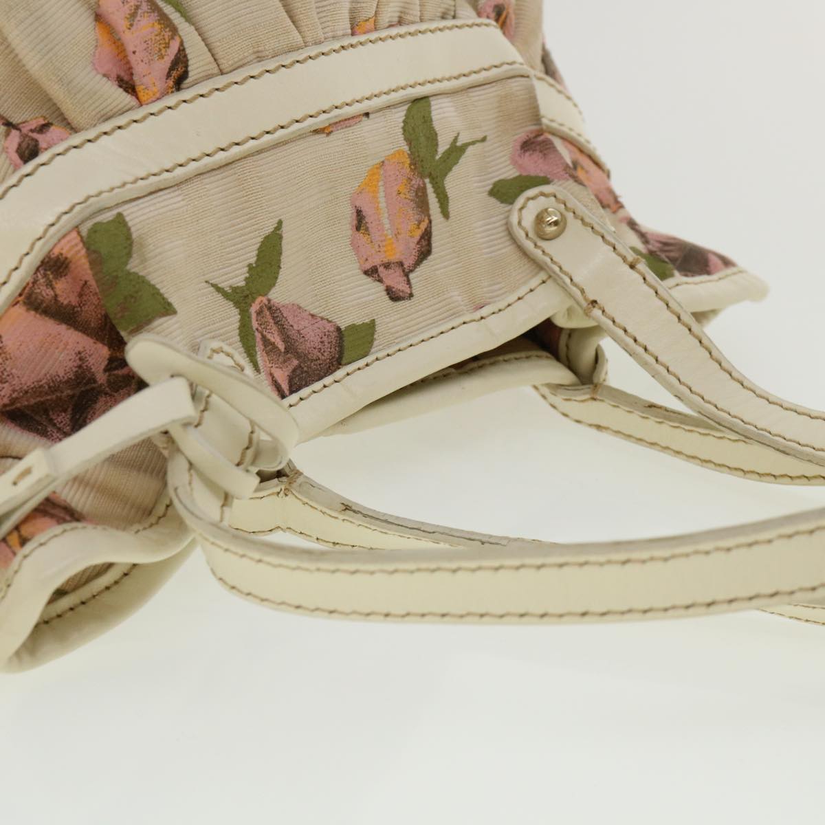 FENDI Zucca Canvas Flower Hand Bag Beige bs3174