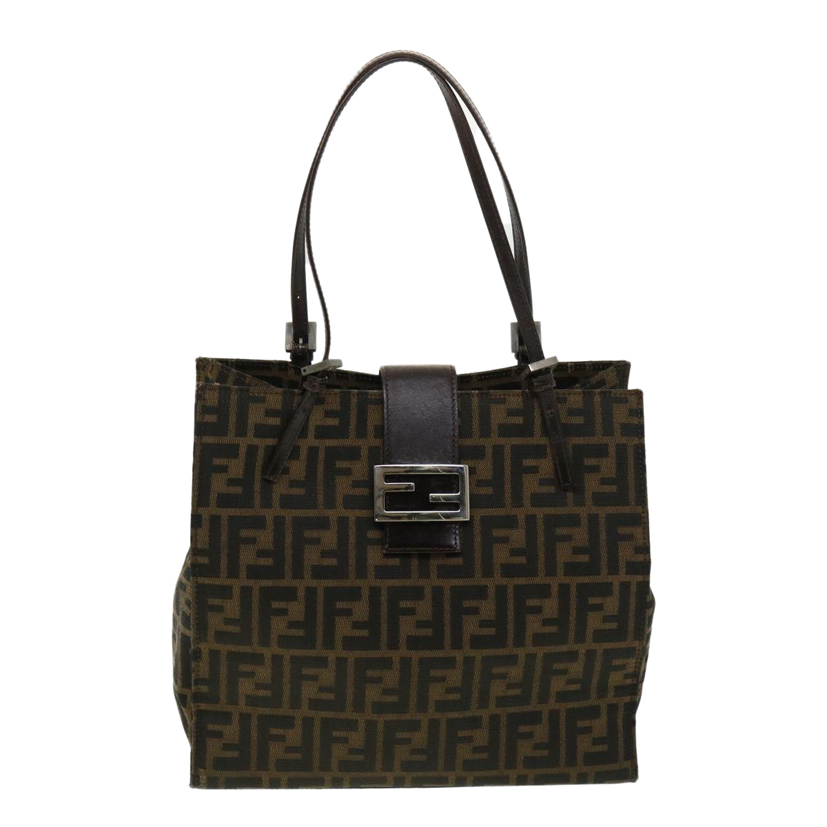 FENDI Zucca Canvas Tote Bag Brown Black bs3224