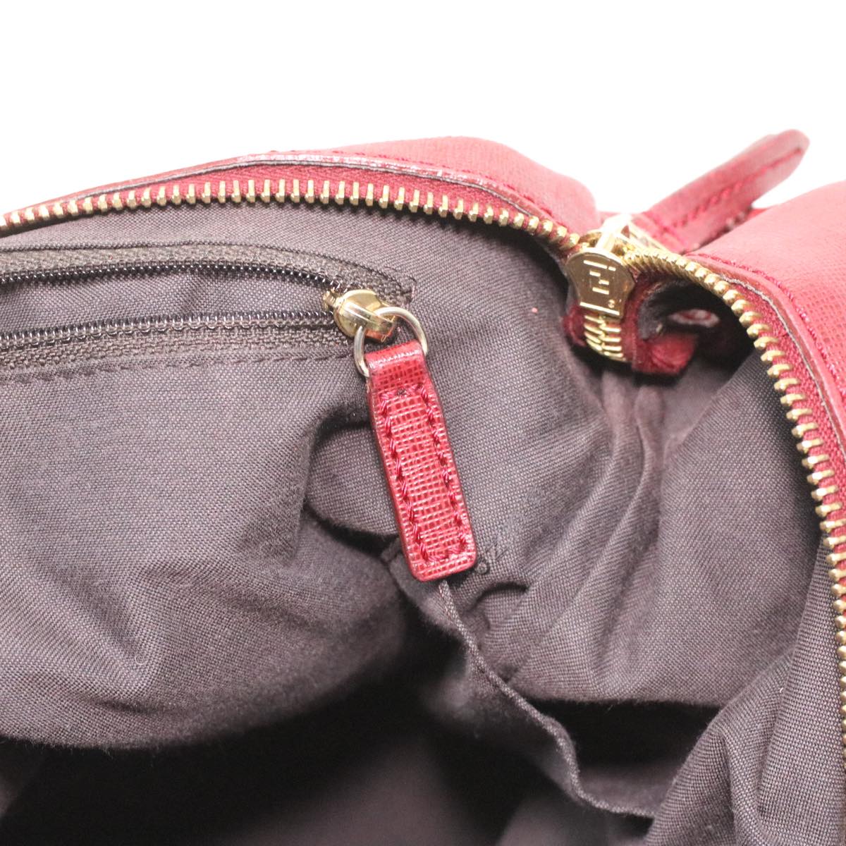 FENDI Zucca Canvas Shoulder Bag Brown Red bs3494