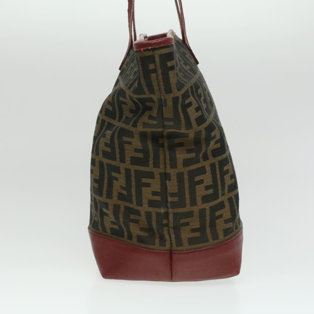 FENDI Zucca Canvas Shoulder Bag Brown Red bs3494