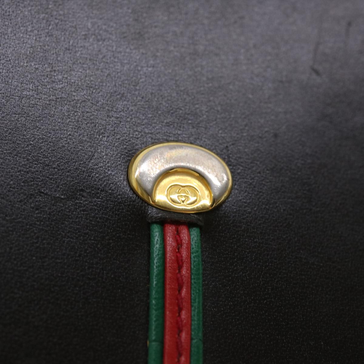 GUCCI Web Sherry Line Necktie Case Leather Brown Green Red bs3500