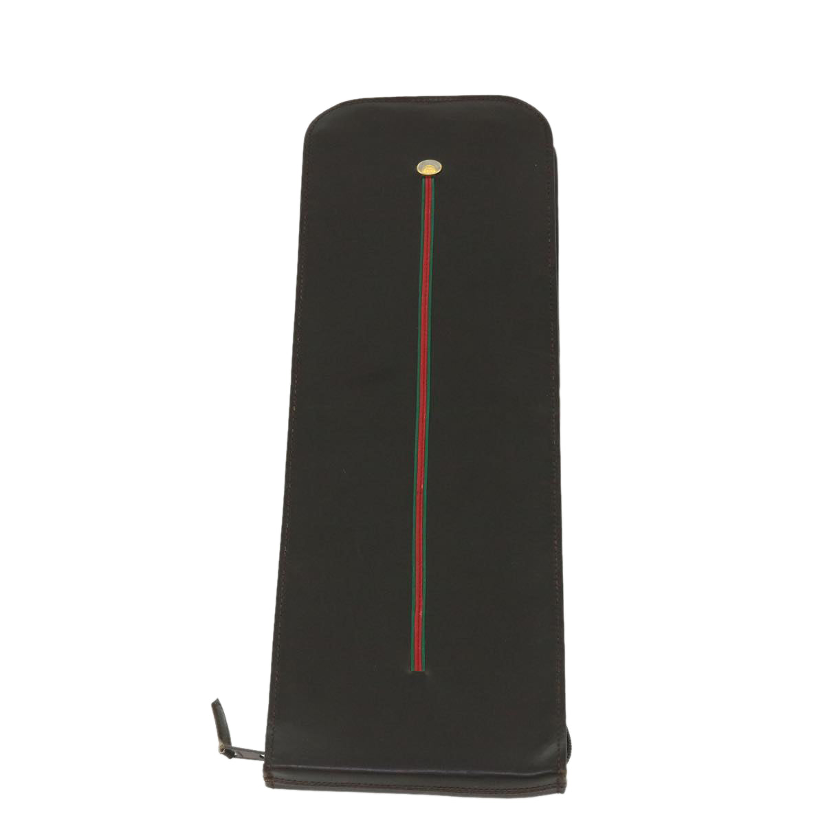 GUCCI Web Sherry Line Necktie Case Leather Brown Green Red bs3500