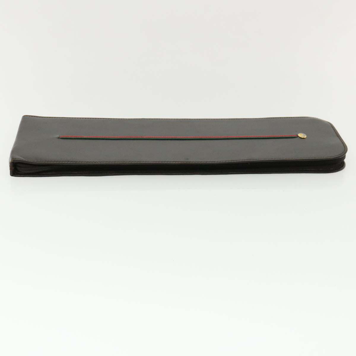 GUCCI Web Sherry Line Necktie Case Leather Brown Green Red bs3500