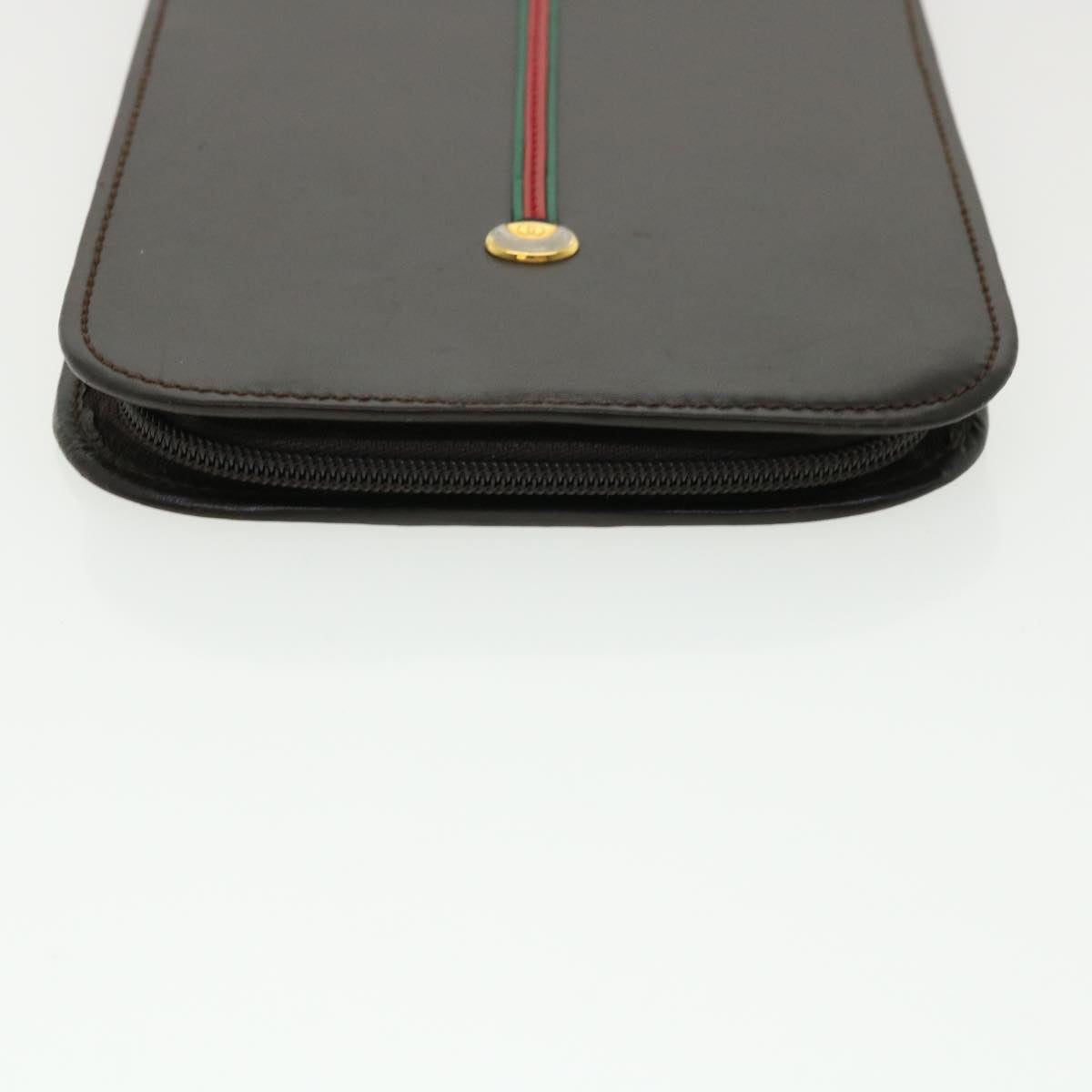 GUCCI Web Sherry Line Necktie Case Leather Brown Green Red bs3500
