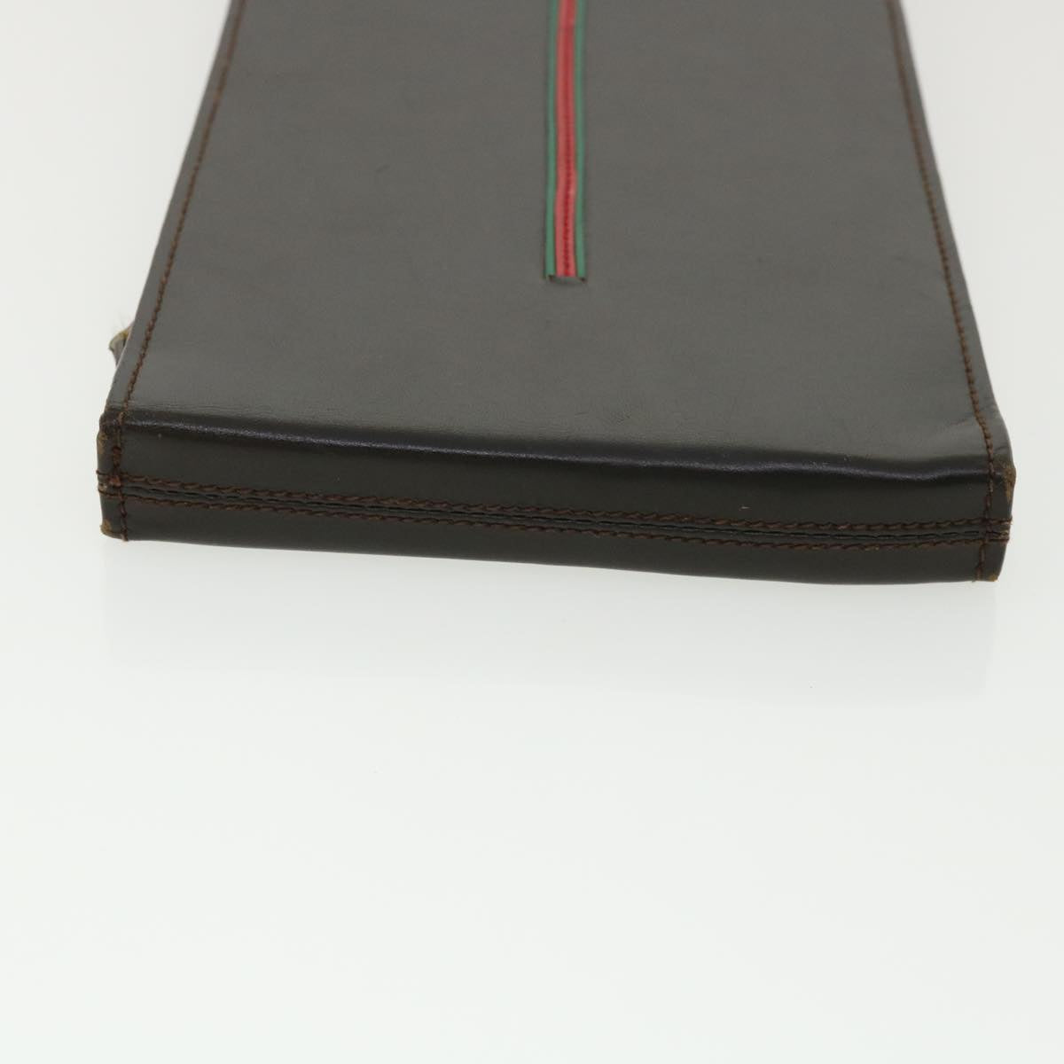 GUCCI Web Sherry Line Necktie Case Leather Brown Green Red bs3500