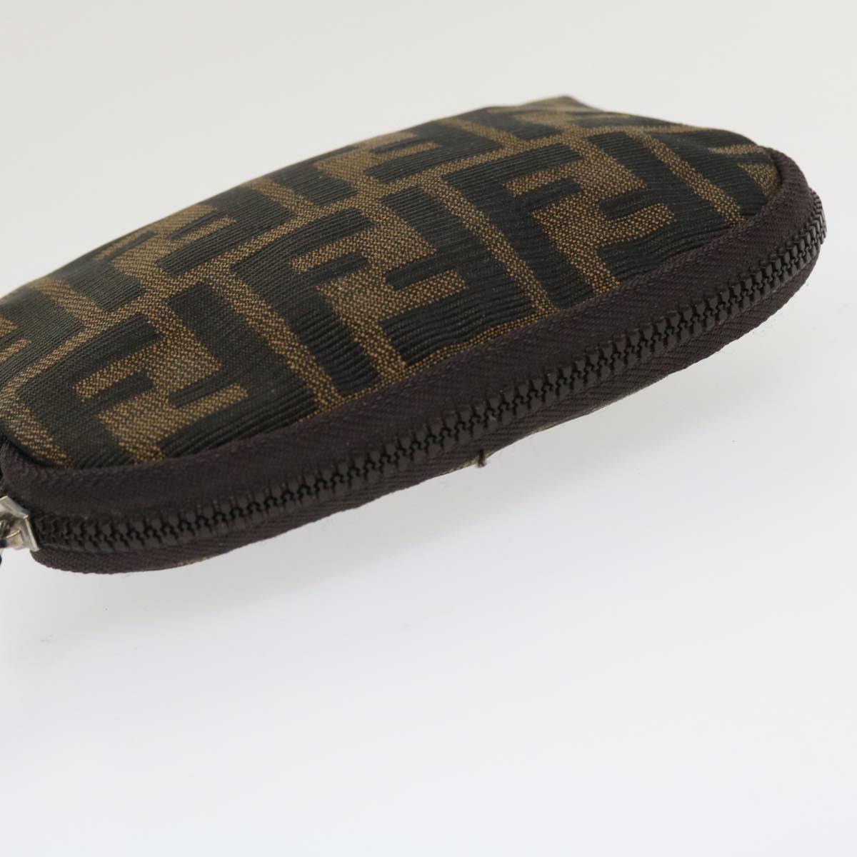 FENDI Zucca Canvas Pouch Nylon Brown Black bs4098