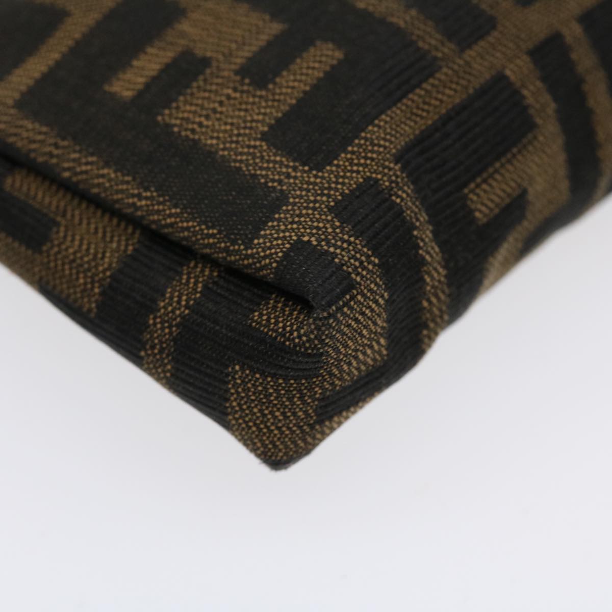 FENDI Zucca Canvas Pouch Nylon Brown Black bs4098