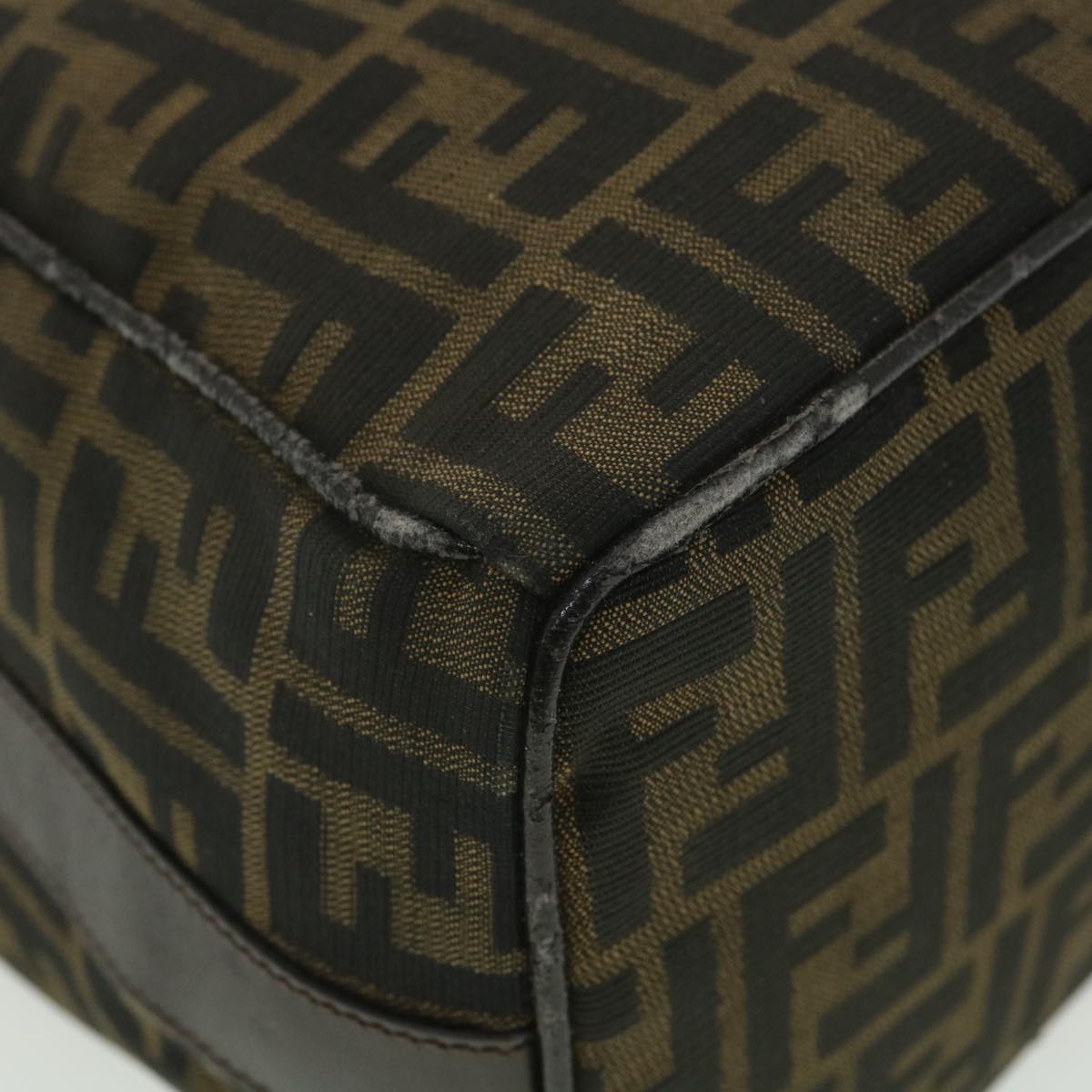 FENDI Zucca Canvas Hand Bag Black Brown 2119 26348 098 bs4277