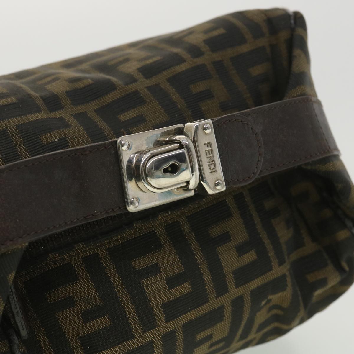 FENDI Zucca Canvas Hand Bag Black Brown 2119 26348 098 bs4277