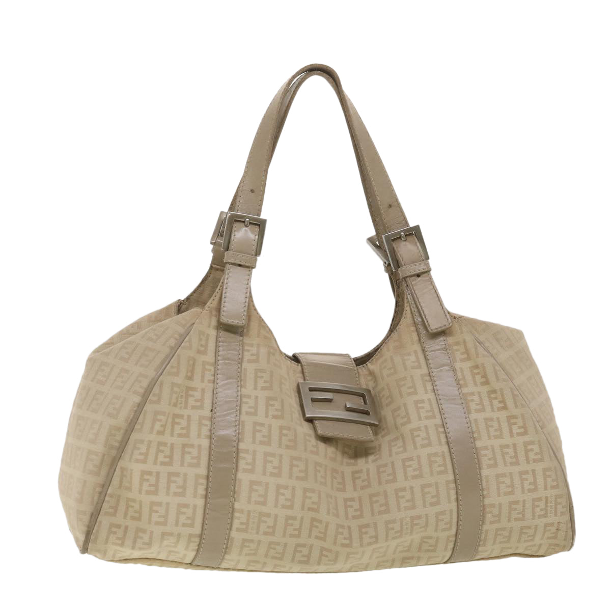 FENDI Zucchino Canvas Shoulder Bag Beige 2373-8BR091-KU7-048 bs4404