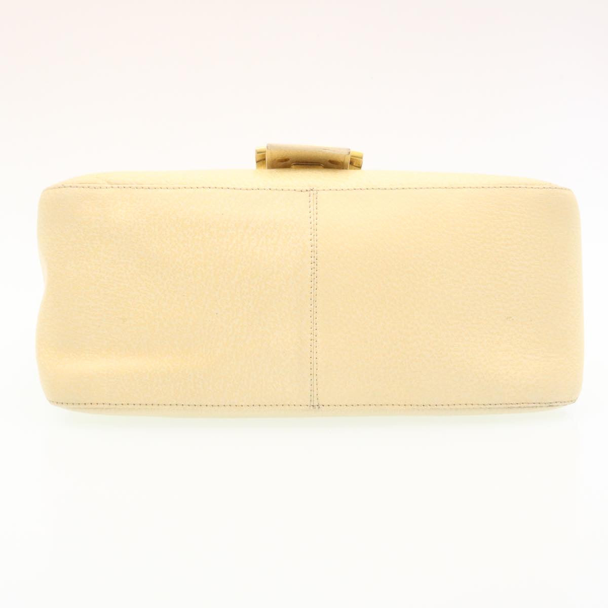 FENDI Mamma Baguette Shoulder Bag Leather Cream bs441