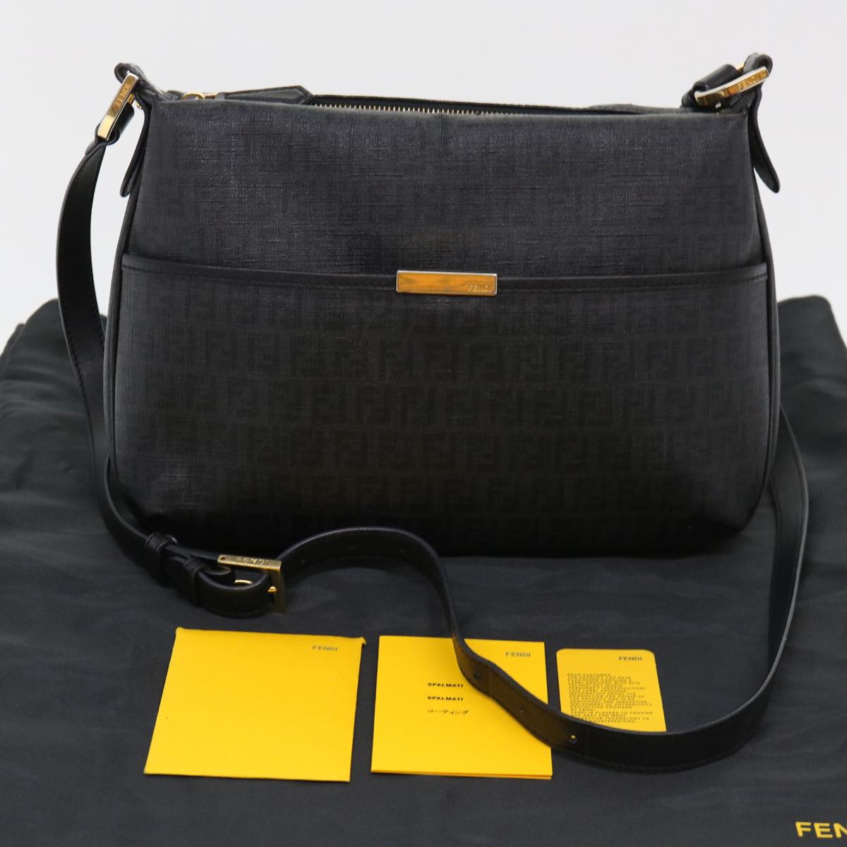 FENDI Zucchino Canvas Shoulder Bag Black 8BT206-FB5 129-2580 bs4435