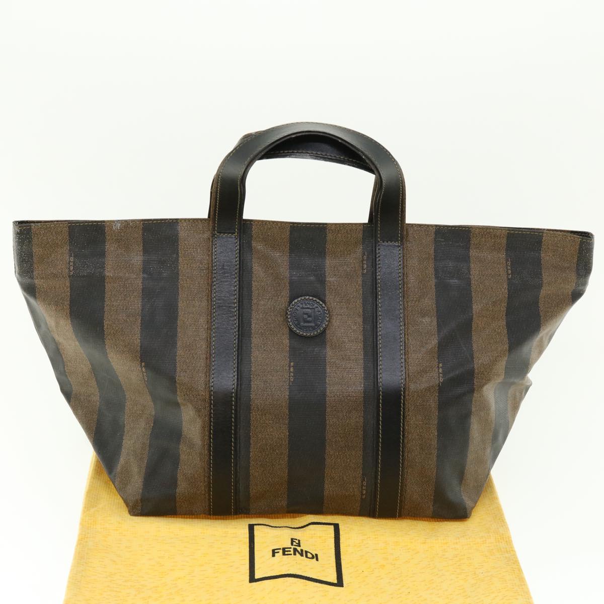 FENDI Pecan Canvas Tote Bag Brown Black bs4792