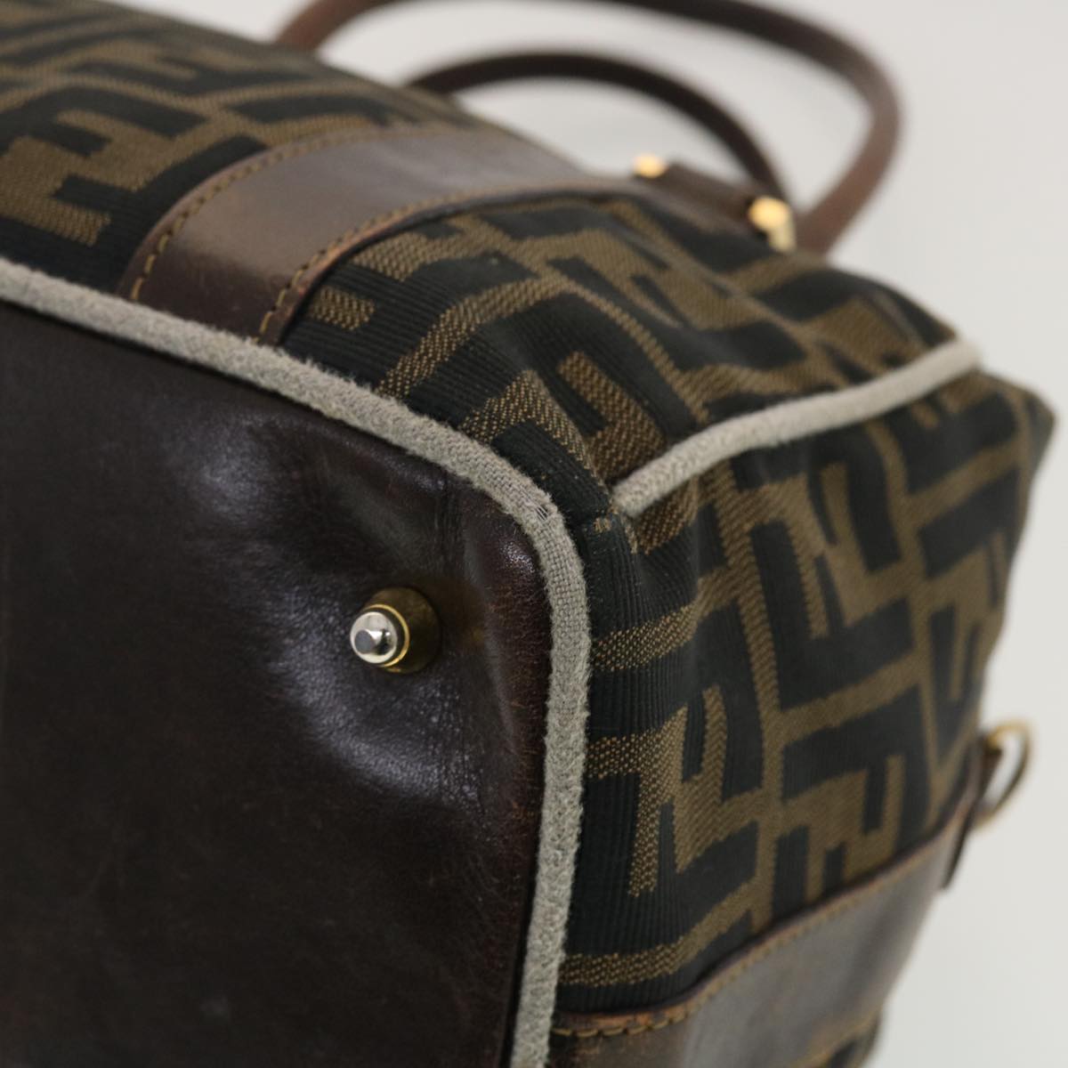 FENDI Zucca Canvas Hand Bag Black Brown bs4840
