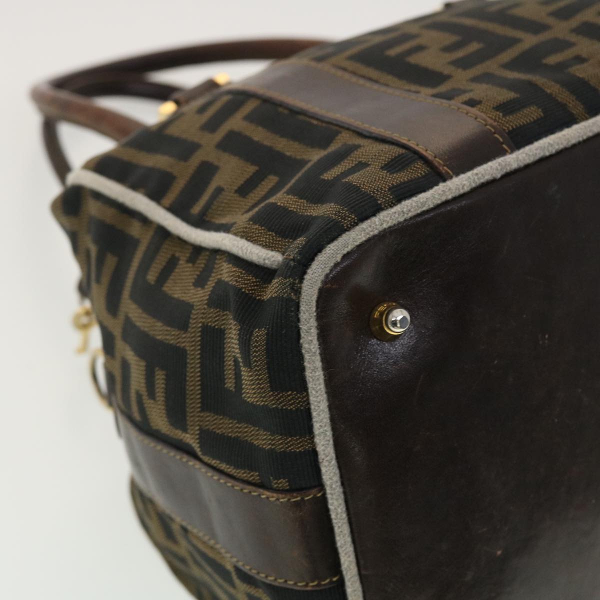 FENDI Zucca Canvas Hand Bag Black Brown bs4840
