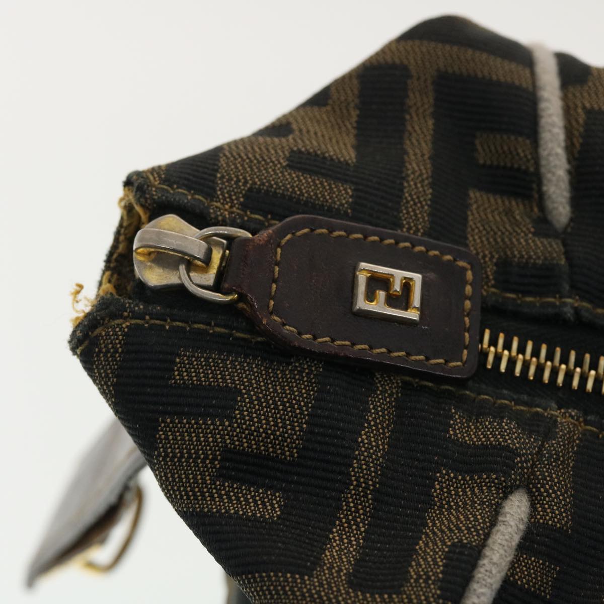 FENDI Zucca Canvas Hand Bag Black Brown bs4840