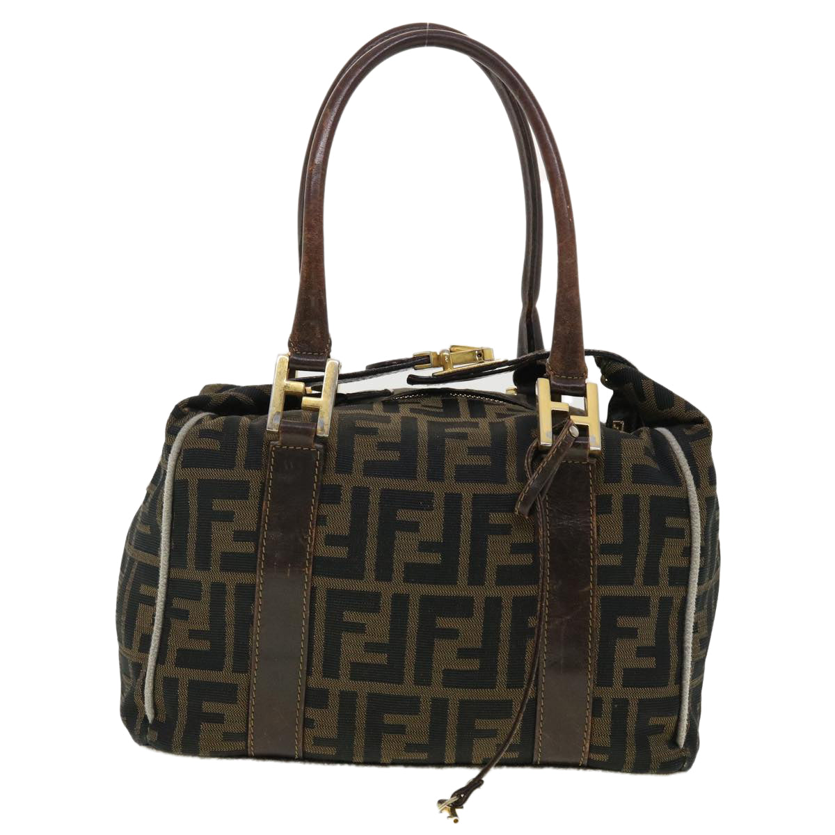 FENDI Zucca Canvas Hand Bag Black Brown bs4840