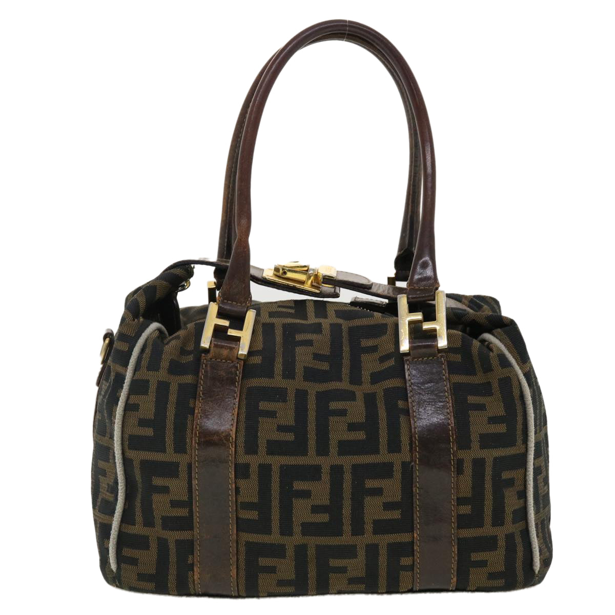 FENDI Zucca Canvas Hand Bag Black Brown bs4840