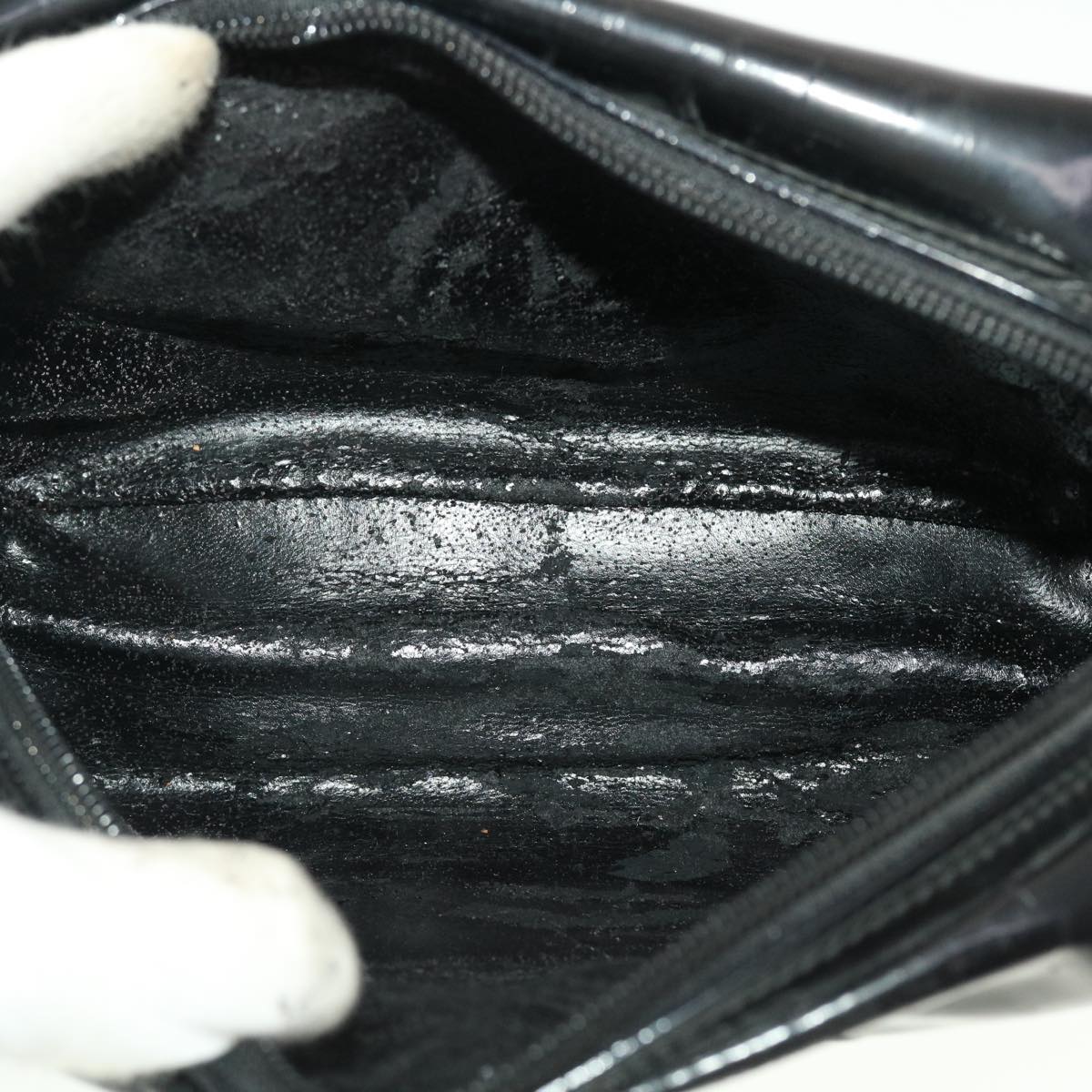 GUCCI Pouch Hand Bag Patent 2Set Black bs4845