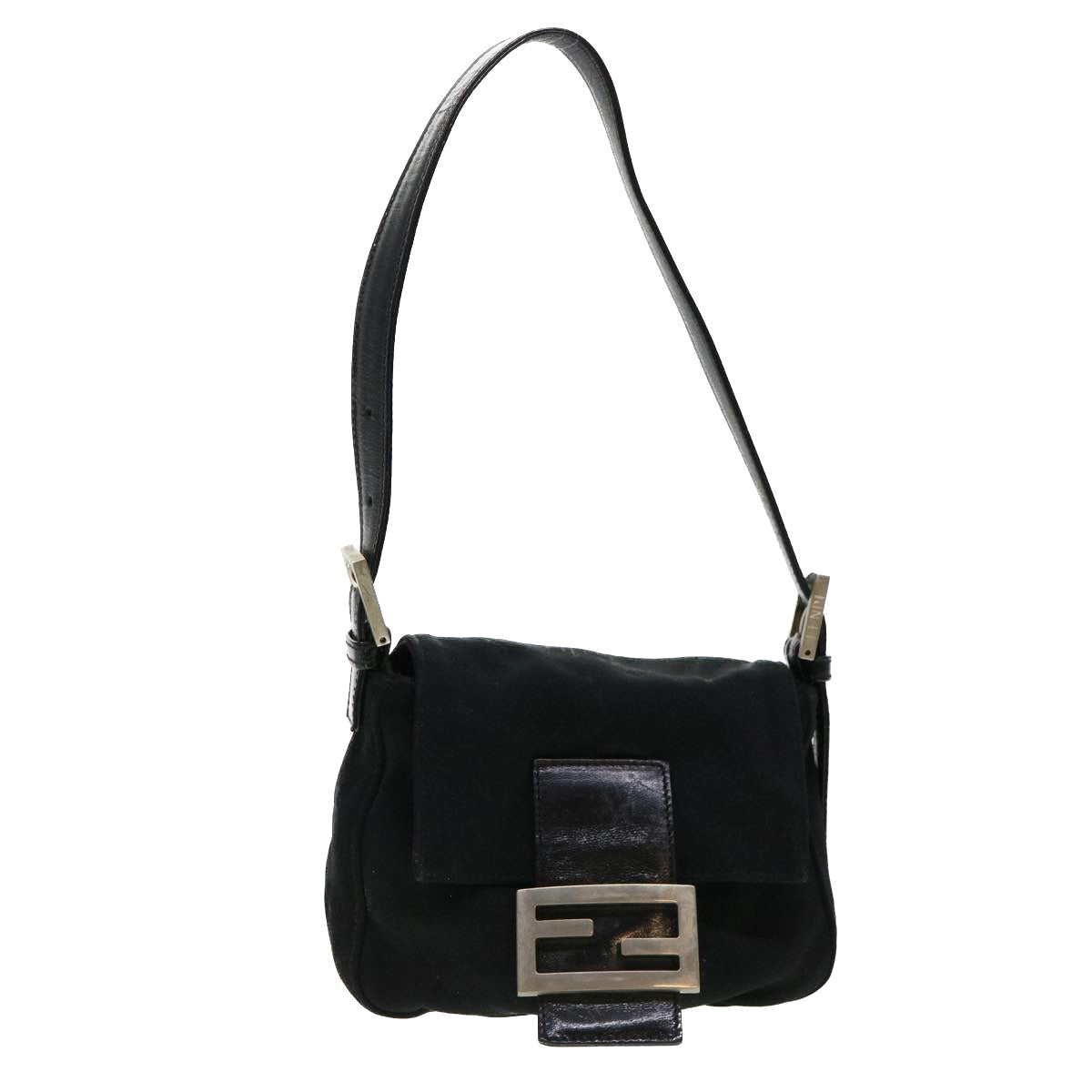 FENDI Mamma Baguette Shoulder Bag Nylon Black bs4896