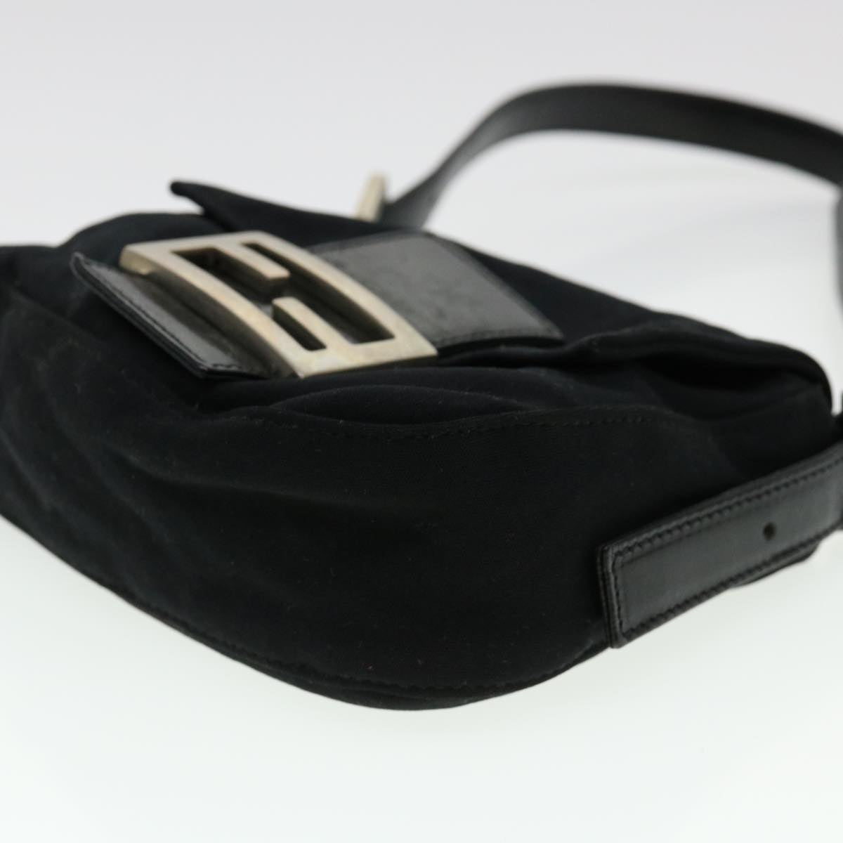 FENDI Mamma Baguette Shoulder Bag Nylon Black bs4896