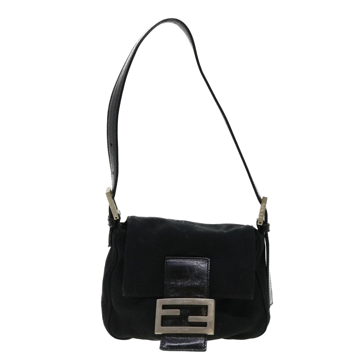 FENDI Mamma Baguette Shoulder Bag Nylon Black bs4896
