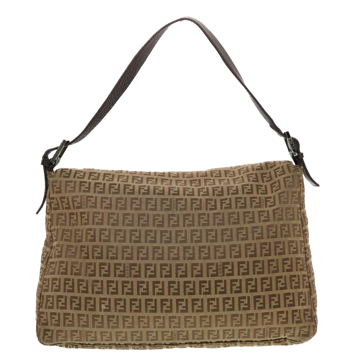 FENDI Zucchino Canvas Mamma Baguette Shoulder Bag Brown bs5280