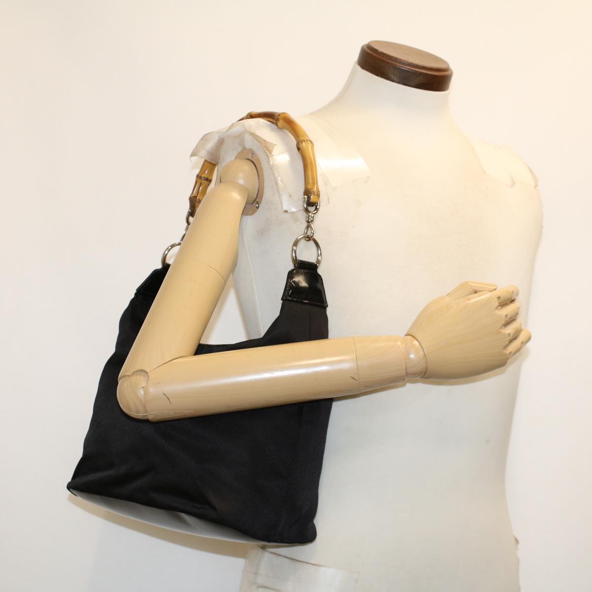 GUCCI Bamboo Shoulder Bag Nylon Black 00019560531 bs5299
