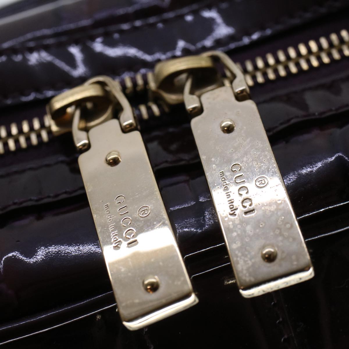 GUCCI Shoulder Bag Patent leather Purple 145770 bs5305
