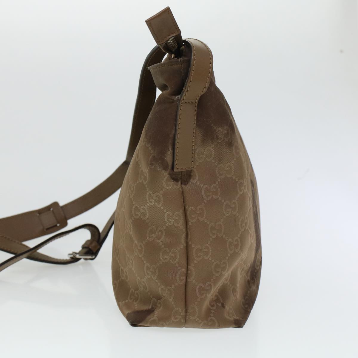 GUCCI GG Canvas Bamboo Shoulder Bag Patent leather 4Set Black Beige bs5393