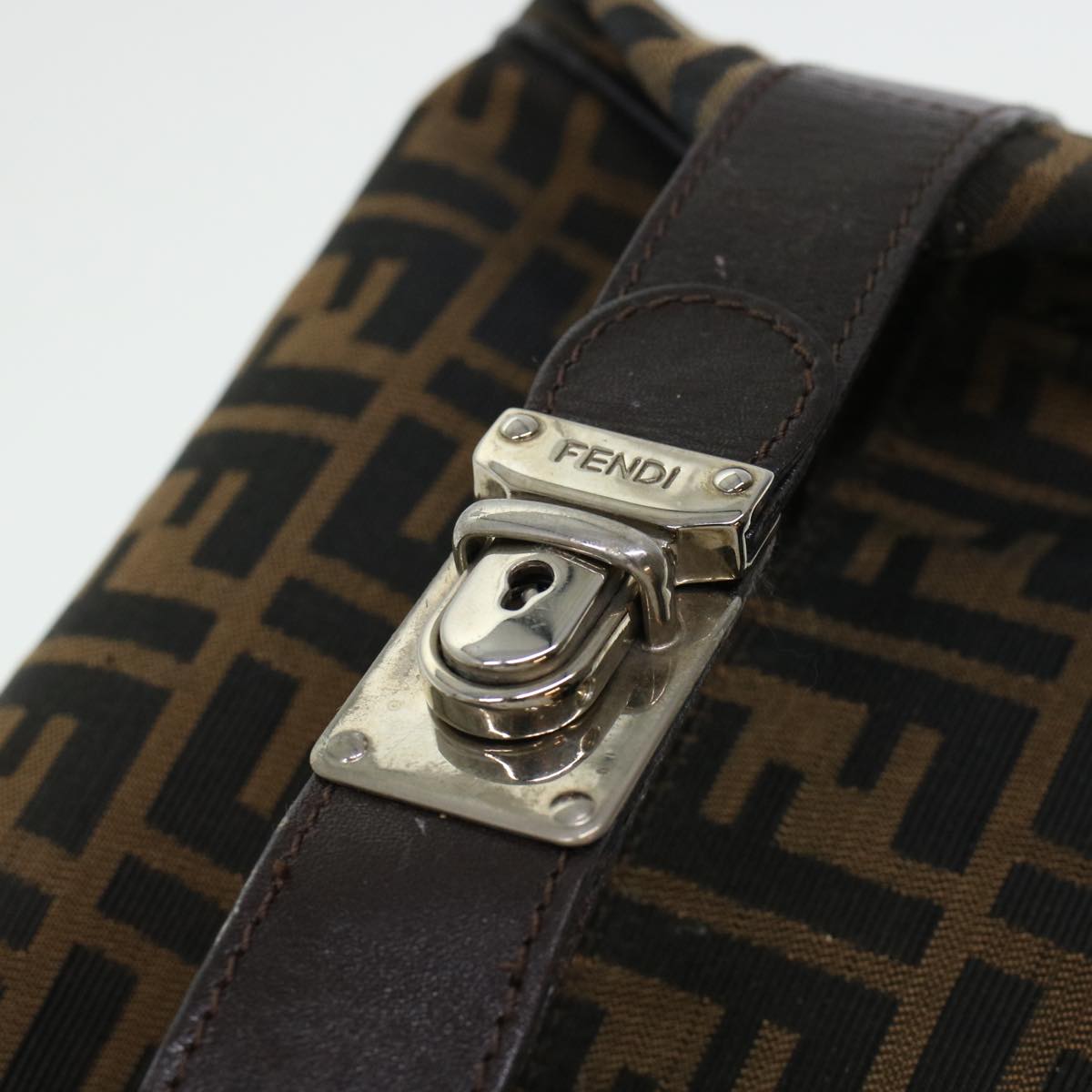 FENDI Zucca Canvas Hand Bag Black Brown bs5402