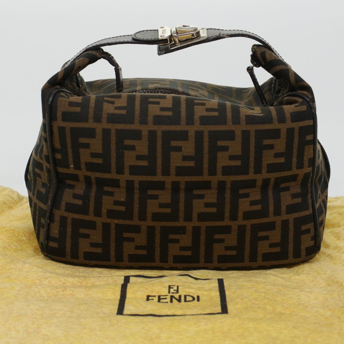 FENDI Zucca Canvas Hand Bag Black Brown bs5402