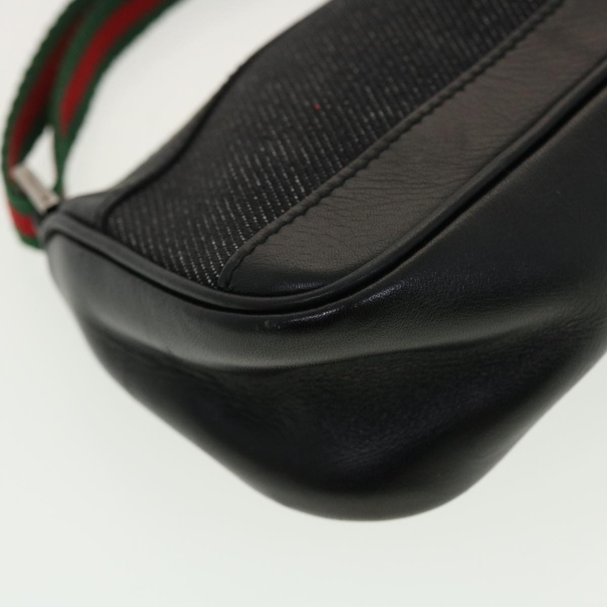 GUCCI Web Sherry Line Accessory Pouch Canvas Black Red Green bs5425