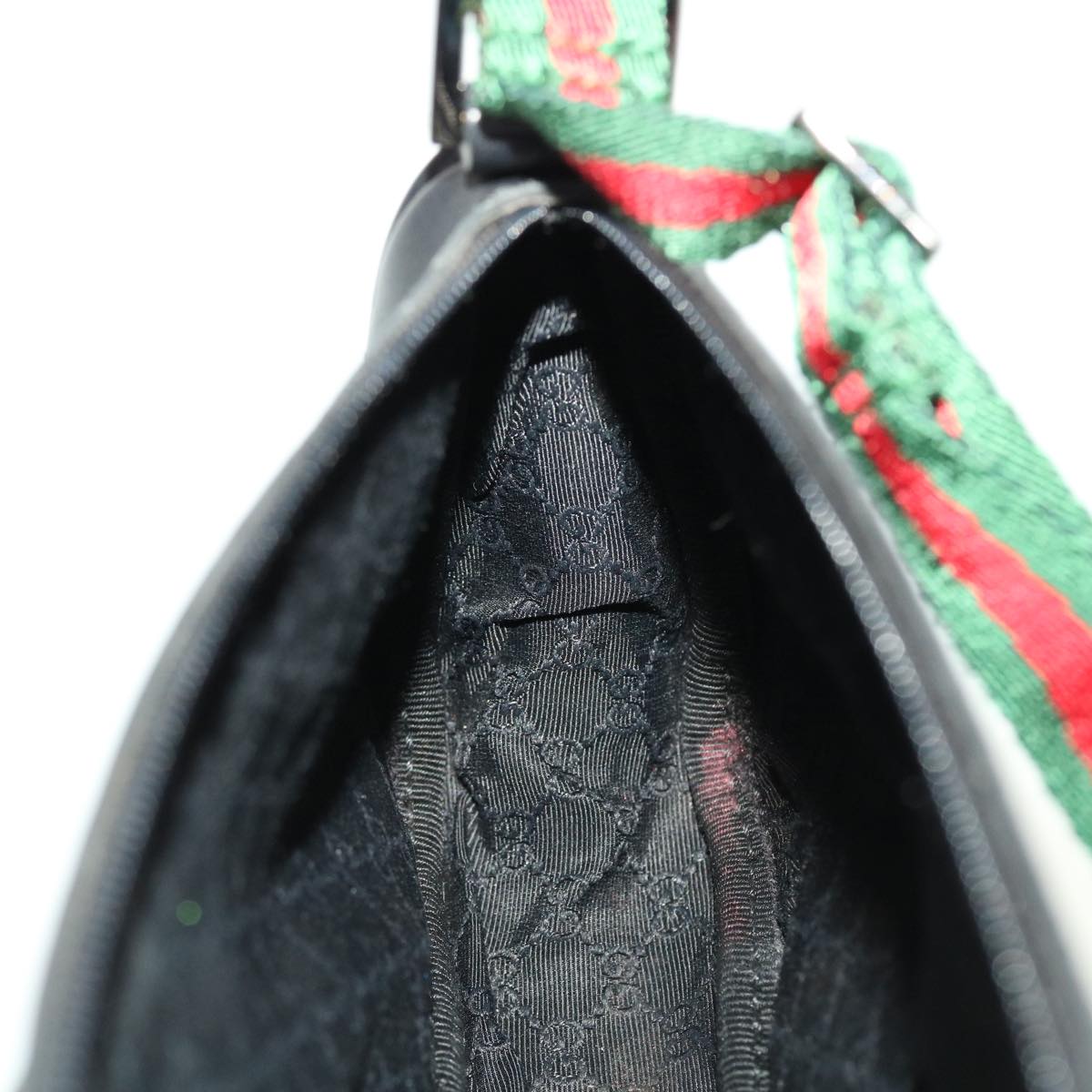 GUCCI Web Sherry Line Accessory Pouch Canvas Black Red Green bs5425